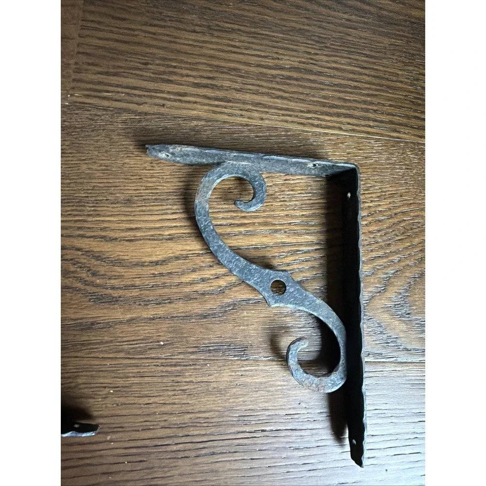 Pair Hand Forged Wrought Iron Shelf Brackets 8x6